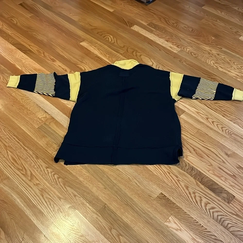 Free People Clean Prep Polo Pullover Top Oversized Striped Size Medium NWT